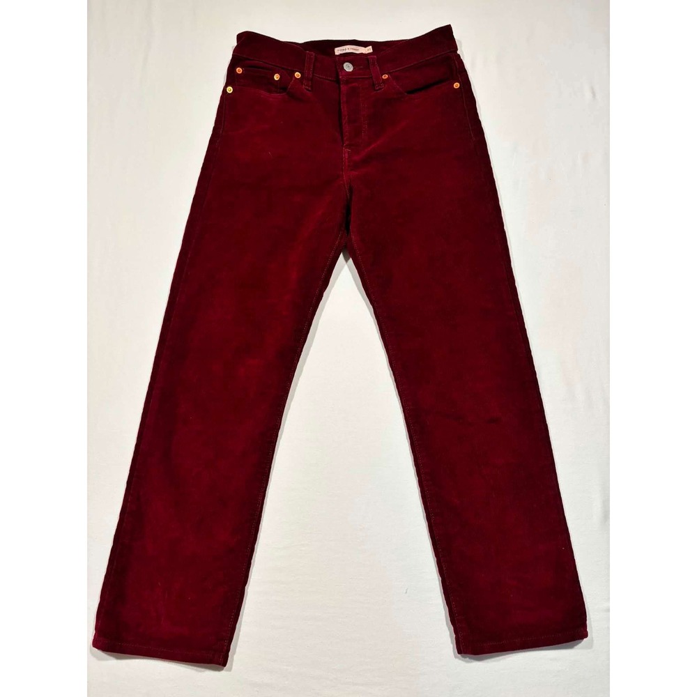 Levis Wedgie‎ Straight Corduroy Pants Burgundy Red Button Fly 27